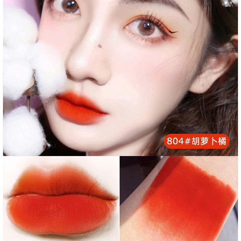 Son lì MINSHZEE Matte Lip Glaze Velvet Matte Air Lip Mud Cốc chống dính Decolorizing Lips