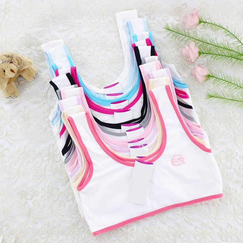 Áo Ngực Crop Top Dây Bản Rộng Bằng Vải Cotton Không Đệm Thêu Họa Tiết Hoạt Hình Dành Cho Bạn Gái Tuổi Teen