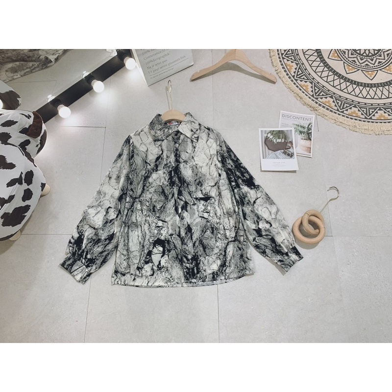 [Mã FAMARAL1 giảm 10K đơn 50K] ÁO SƠ MI LOANG MÀU GHI ĐÁ CHO NỮ