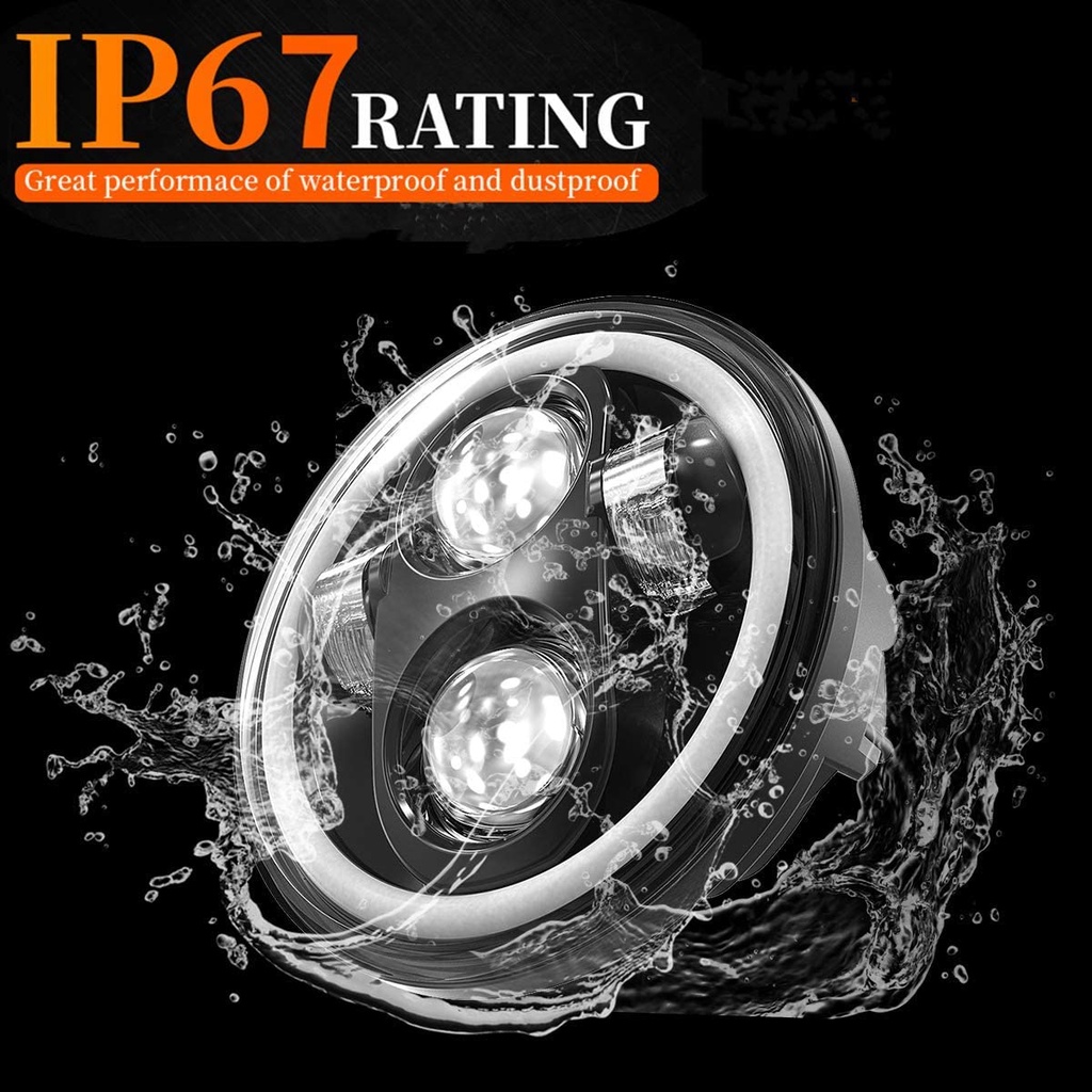 Đèn Pha LED 5.75 Inch 5-3 / 4 Mắt Thiên Thần Tương Thích Với Harley Davidson Iron 883 1200 Dyna Sportster Street Bob