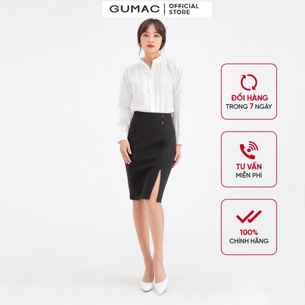 Áo sơ mi nữ xếp ly tay dài GUMAC AB640 😍