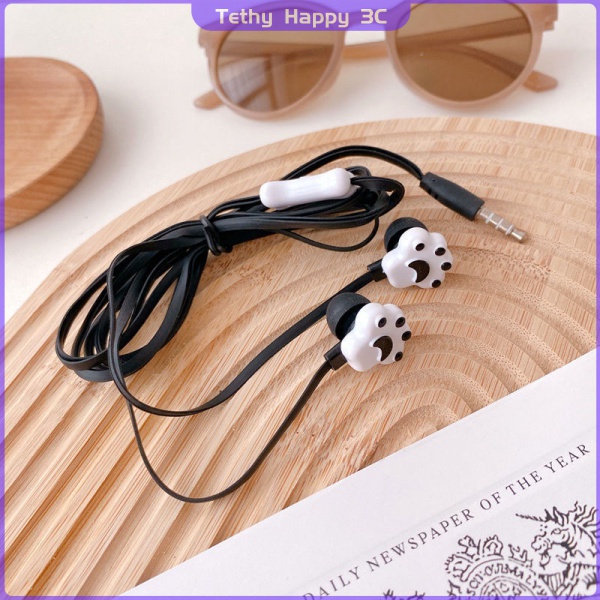 Tai nghe có dây 3.5mm hình chân mèo dễ thương cho điện thoại