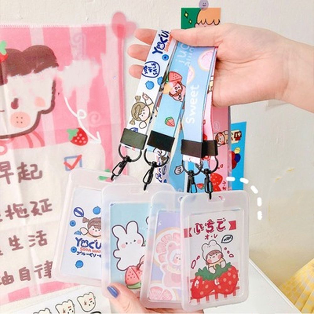 Bao Đựng Thẻ Id Hai Mặt Họa Tiết Hoạt Hình Có Dây Đeo Cổ Ốp