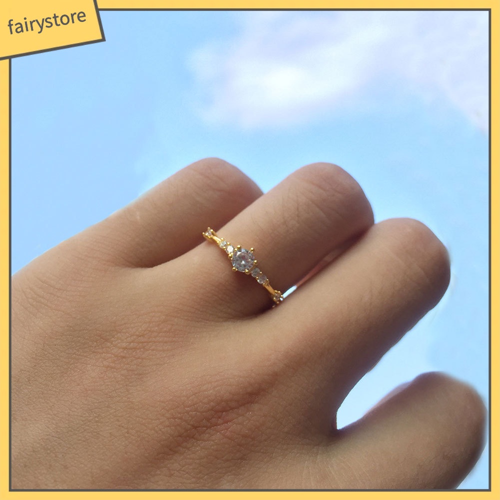 Nhẫn Kim Loại Đính Đá 7 Màu Thời Trang Cho Nữ