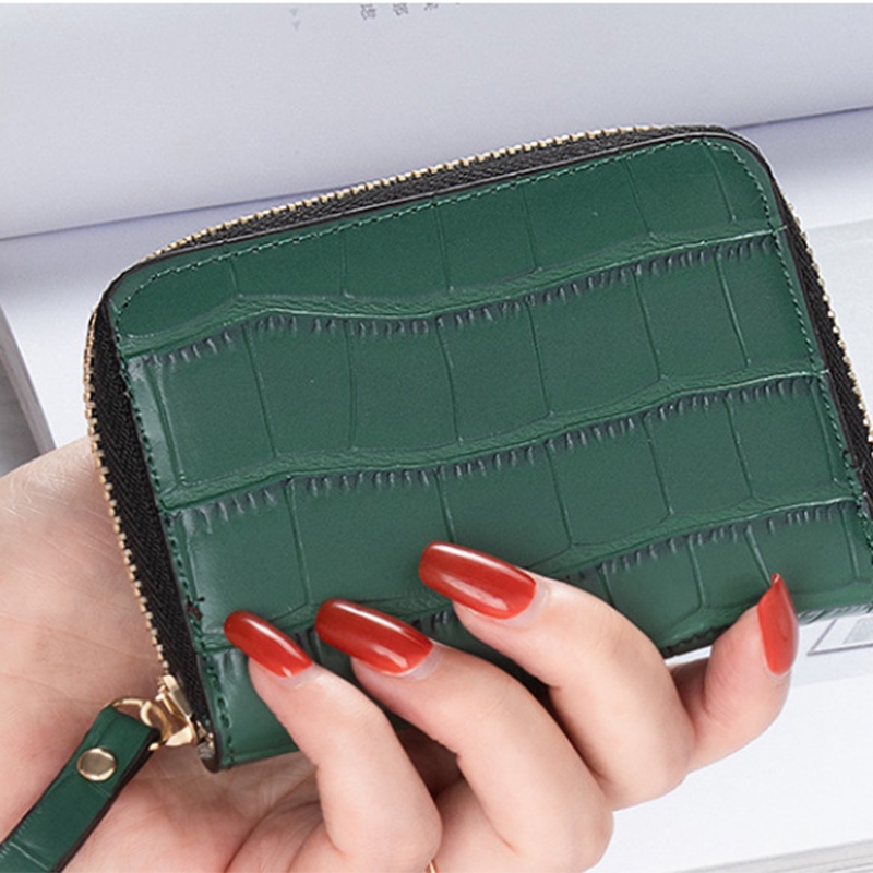 KAITIFEI Ví da đựng thẻ atm thời trang ngắn cầm tay mini giả nhiều ngăn đựng thẻ