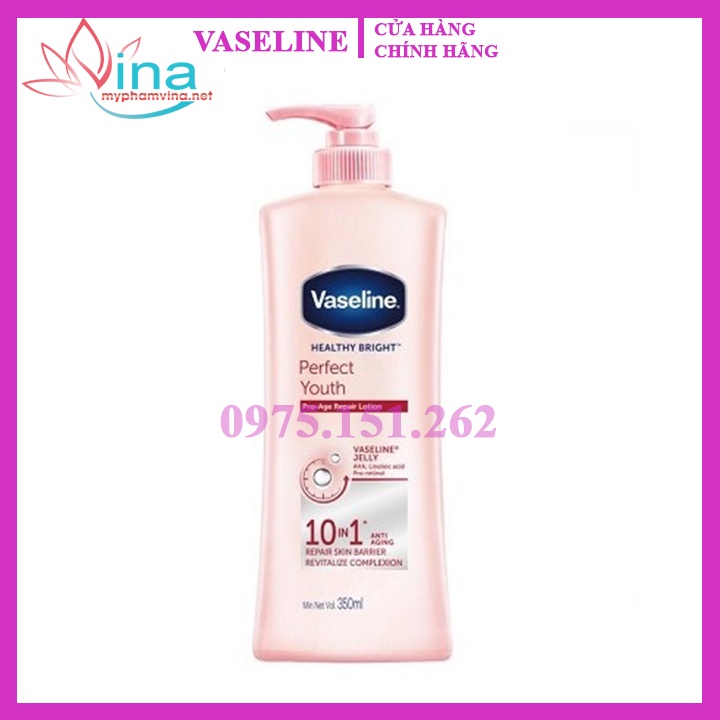 Sữa dưỡng da toàn thân Vaseline healthy white perfect10 350ml ( Hàng công ty)