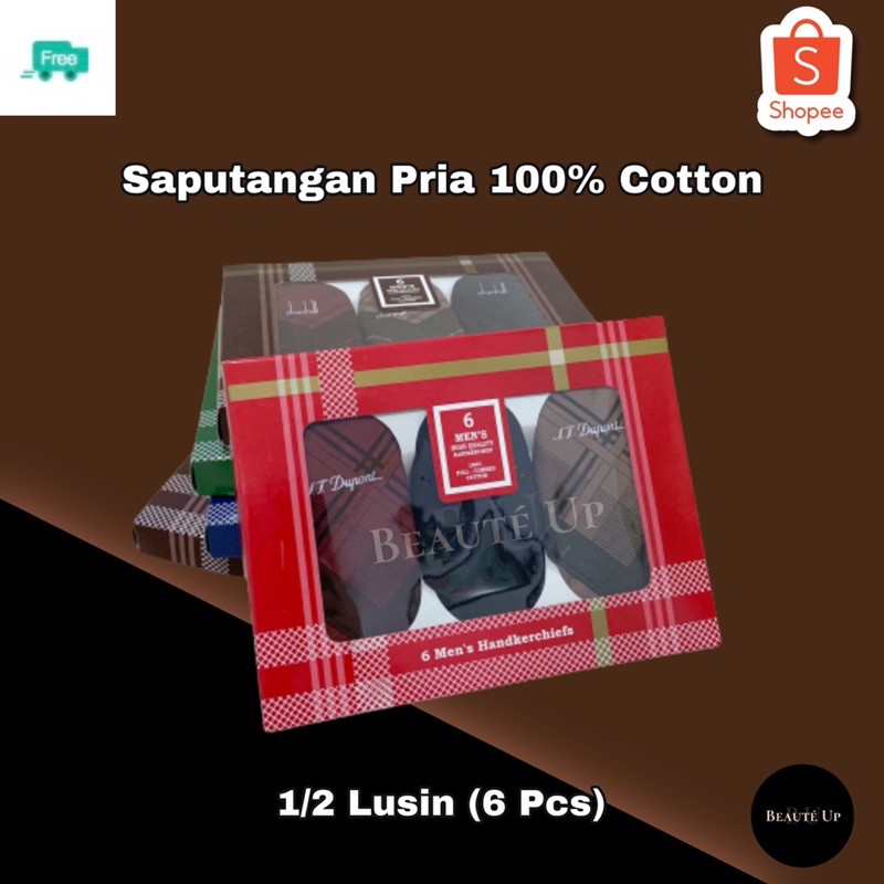 Set 6 Khăn Tay 100% Cotton Ysl St Dupont Cao Cấp Cho Nam (1 / 2 Dozen)