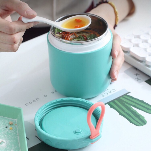 [Bình ủ cháo cho bé] Bình cháo giữ nhiệt cao cấp lõi thép không gỉ tặng kèm muỗng xinh