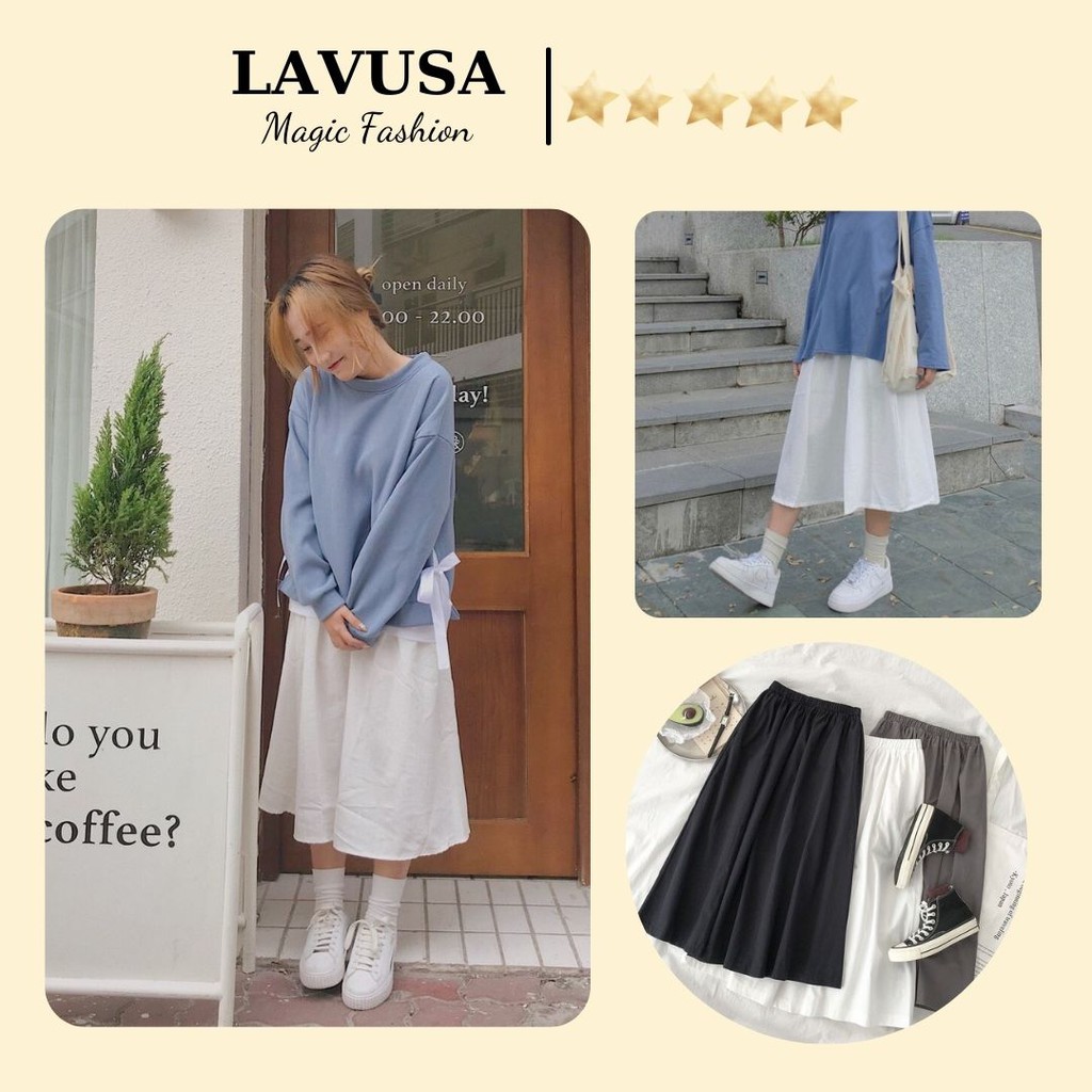 Chân Váy Dài Đũi Chữ A 3 Màu Trắng, Đen, Be Siêu Đẹp Lavusa