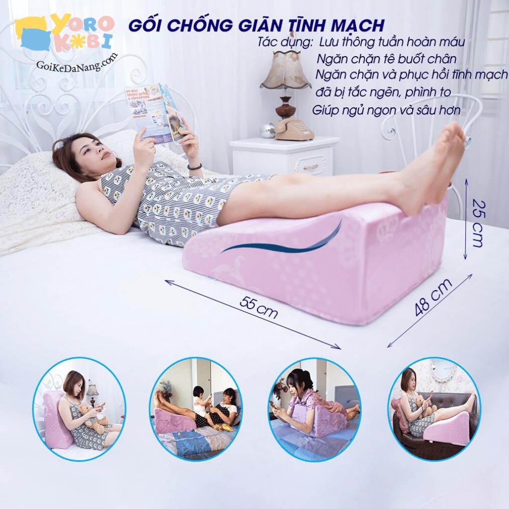 GỐI GÁC CHÂN GIÃN TĨNH MẠCH YOROKOBI LƯU THÔNG MÁU, HẾT TÊ BÌ, VỌP BẺ CAO 28CM