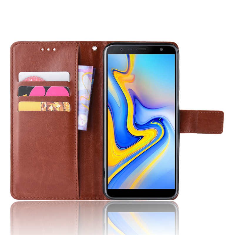 Bao da điện thoại PU dạng ví gập cho Samsung Galaxy A6 A6Plus J4 Plus J6 Plus 2018