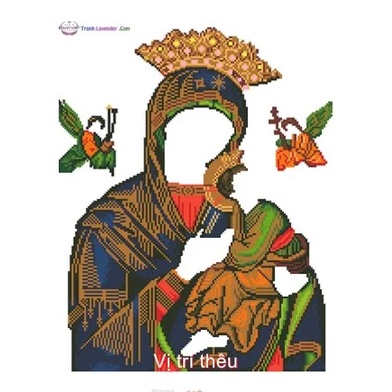 Tranh Thêu Chữ Thập 3D+ Kết Hạt Đá Đức Mẹ Hằng Cứu Giúp DV6336  KT: 45X55CM