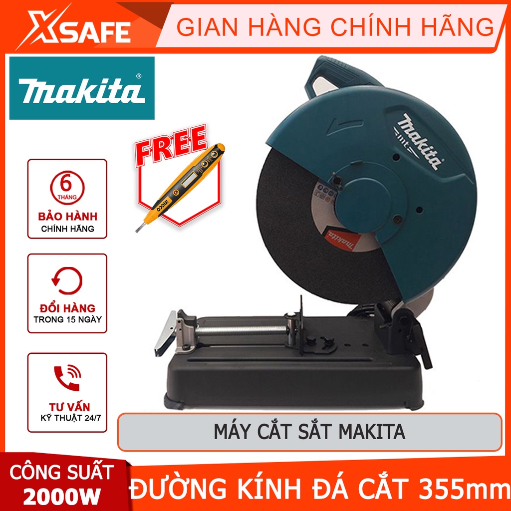 Máy cắt sắt bàn MAKITA M2400B Máy cắt kim loại công suất 2000W, đường kính đá cắt 355mm, tốc độ không tải 3800rpm