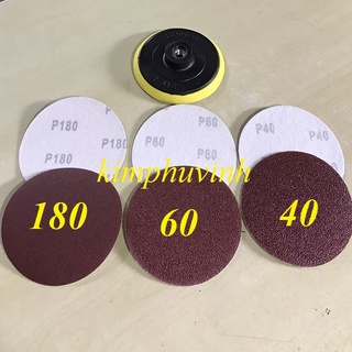 10 tờ - giấy nhám dán 100mm - giấy nhám tròn - đế chà nhám
