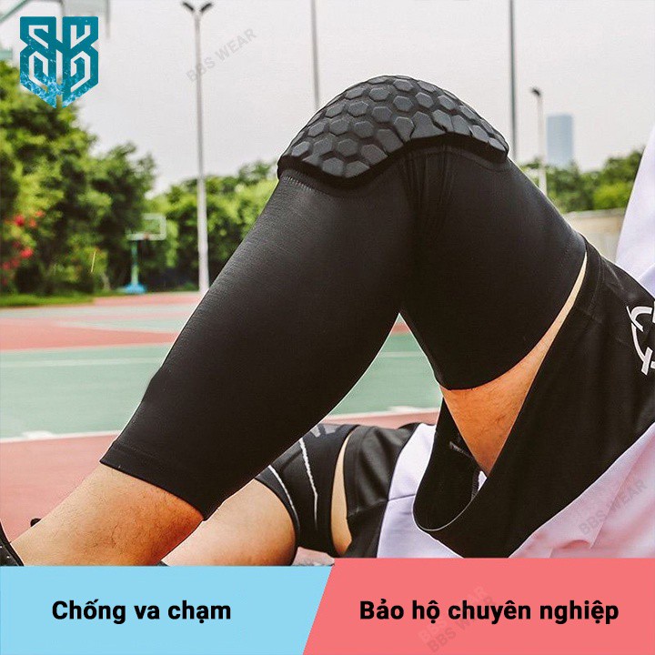 Băng đầu gối có đệm BBS WEAR - Băng Bảo Vệ Đầu Gối Tổ Ong Bảo hộ chấn thương Tập GYM Thể thao Cao Cấp (1 chiếc)