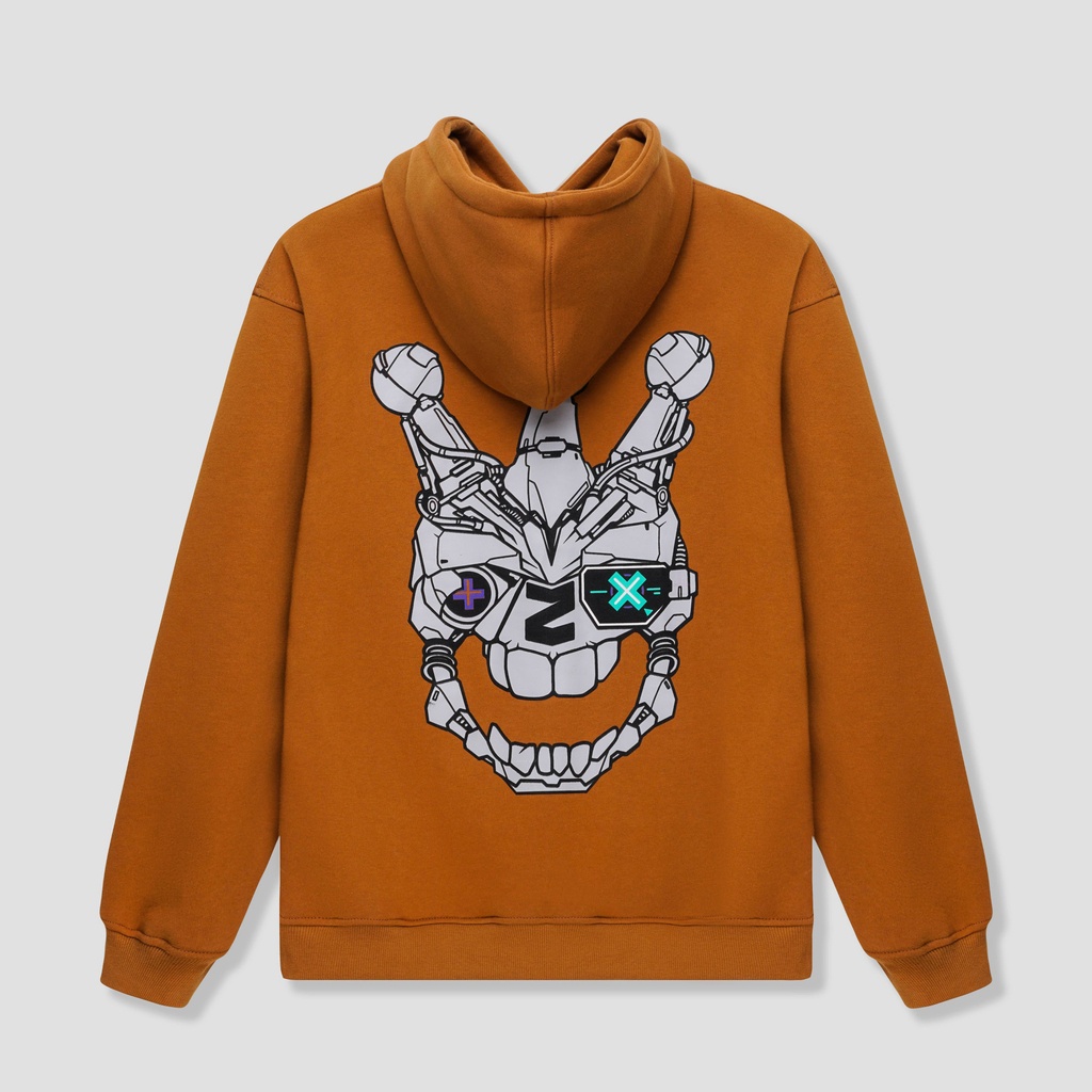 Áo khoác hoodie basic local brand Clownz Cyber Skull nỉ bông có mũ unisex nam nữ form rộng