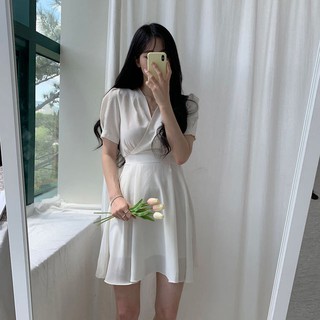 ĐẦM VOAN VINTAGE EO CHUN THẮT NƠ LƯNG ( CÓ SẴN )
