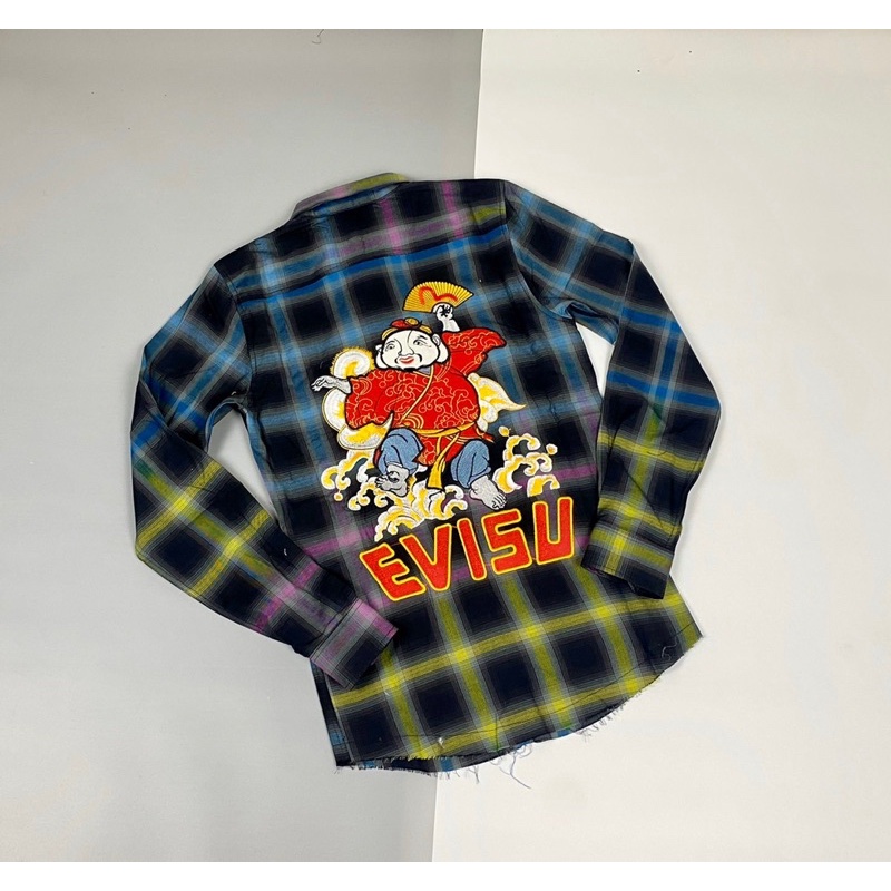 Áo Sơ Mi Kẻ Loang Thêu Hình EVISU Hàng Siêu Cấp | BigBuy360 - bigbuy360.vn