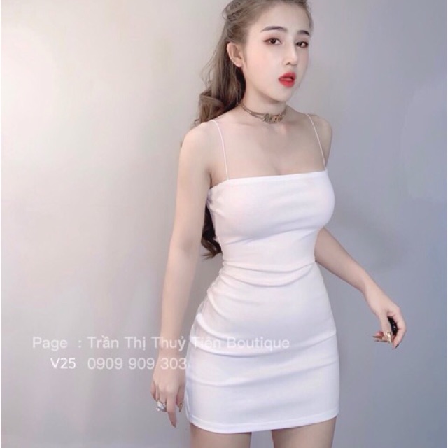 [Rẻ Vô Địch] Đầm 2 dây chất vải thun cotton ôm body