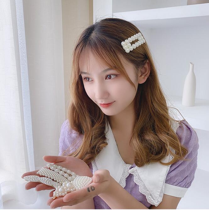Kẹp Tóc Đính Ngọc Trai Nhân Tạo Phong Cách Retro Pháp Xinh Xắn Cho Nữ