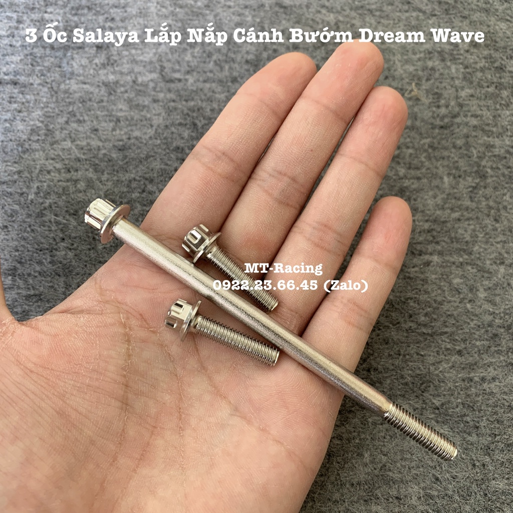 Bộ 3 Ốc Salaya Gắn Nắp Cánh Bướm Dream Wave Chuẩn Inox304 Siêu Sáng Không Sét