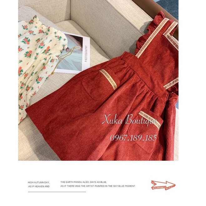 Quần Áo Trẻ Em | Set Váy Yếm Nhung Kèm Áo Bé Gái Hàn Quốc Quảng Châu Cao Cấp Cho Bé 1 - 8 tuổi [Ảnh Thật]Thực Sự Quá Đẹp