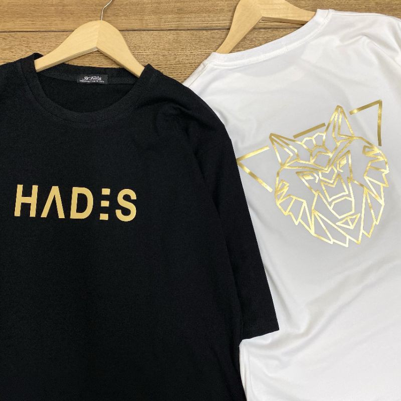 Áo thun Hình thật % ép nhủ vàngtay lỡ Unisex cặp HADES