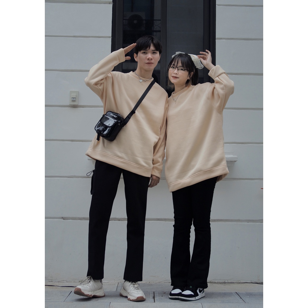 Áo sweater oversize trơn KATI from rộng cho nam và nữ chất liệu nỉ bông | BigBuy360 - bigbuy360.vn