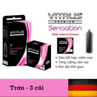 Bao cao su vitalis semation @freeship@ bao cao su kéo dài thời gian, trơn, truyền nhiệt nhanh tăng cảm xúc
