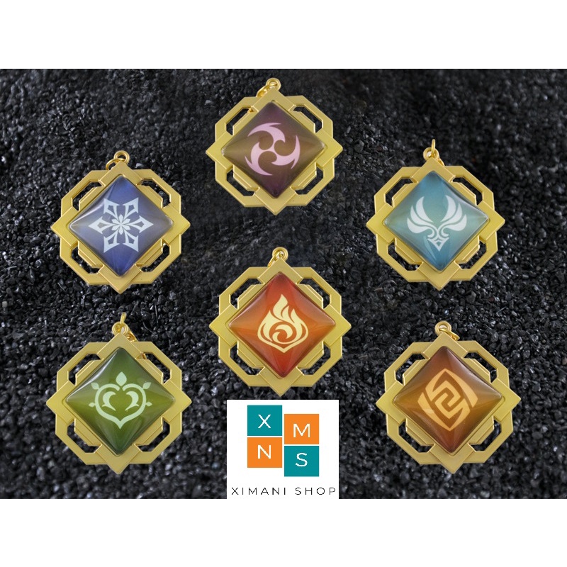 28 Mẫu Móc Khoá Nguyên Tố Vision Genshin Impact Mondstadt Liyue Inazuma Fatui Phát Sáng Mô Hình Game Anime