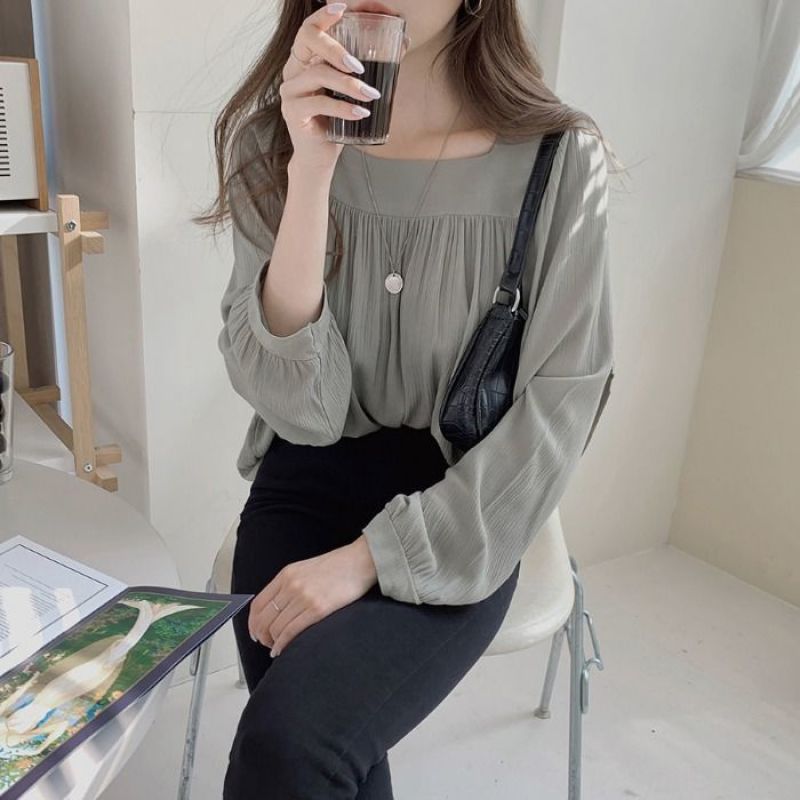 Áo Chiffon Nữ Tay Dài Dáng Rộng Thời Trang 2021