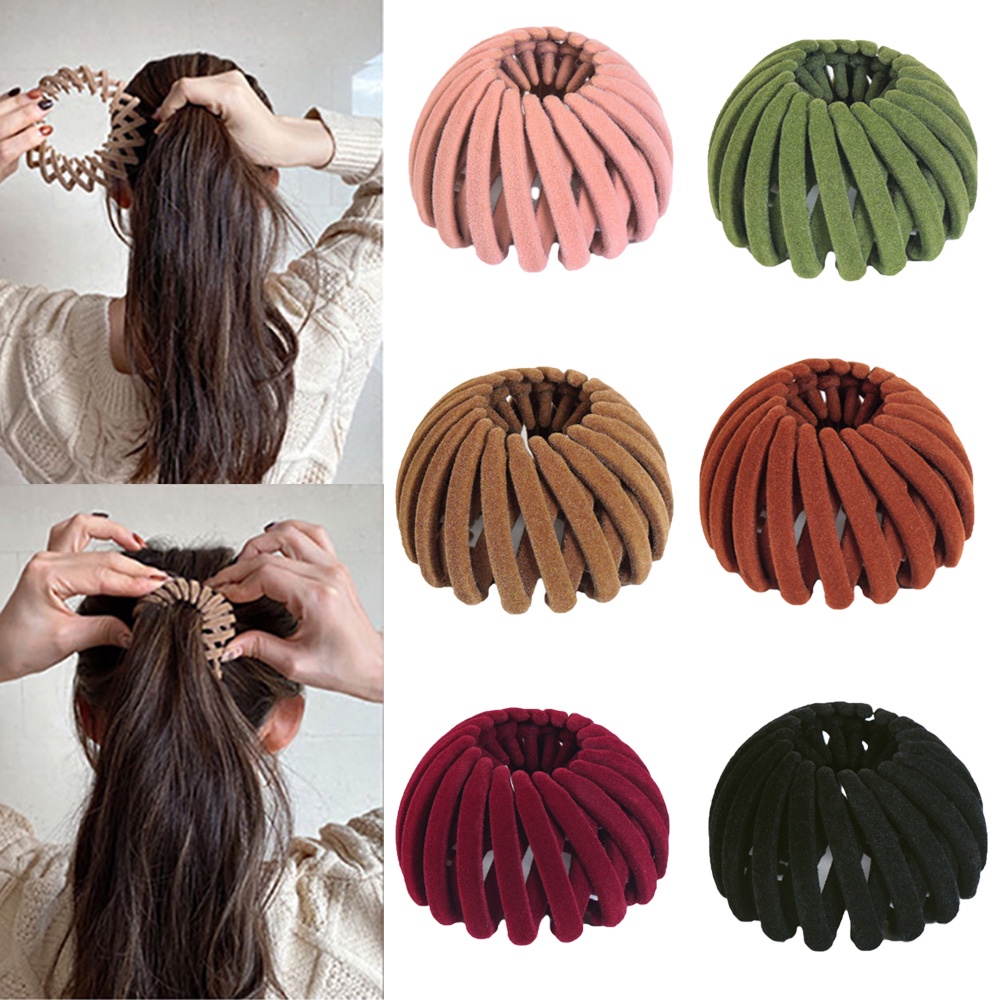Kẹp Búi Tóc Hình Tổ Chim Bằng Nhung Nhiều Màu Thời Trang Cho Nữ