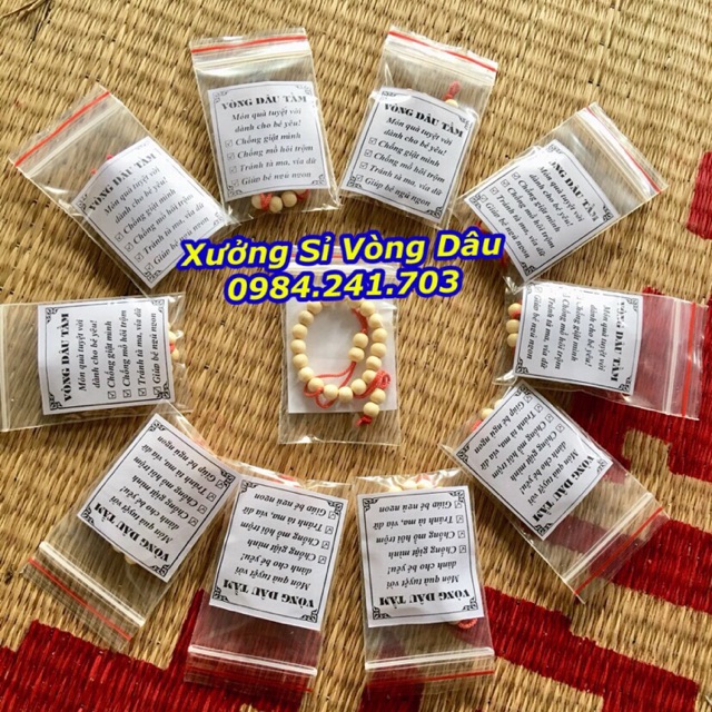 Combo 200c vòng dâu kèm túi và mác