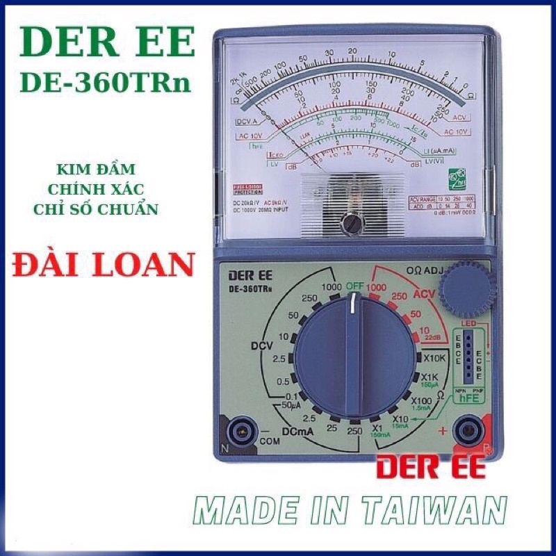 Đồng hồ vạn năng đo điện kim DER EE DE-360TRn. Đài Loan chính hãng