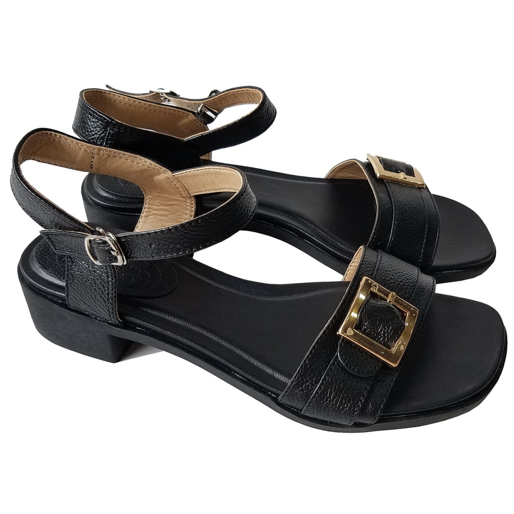 Giày sandal cao gót nữ da bò thật BIGGBEN gót 4 cm HKD390