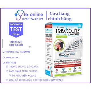Muối rửa mũi xoang cao cấp Nasopure Mỹ Refill Kit |Viêm mũi, Nghẹt mũi, Sổ mũi, Viêm xoang