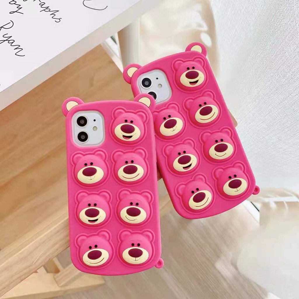 Ốp điện thoại TPU silicon họa tiết gấu Lotso 3D Iphone 11 12 13 Pro Max 12pro 13pro Se 2020 X Xs Max Xr 6 6s 7 8 Plus
