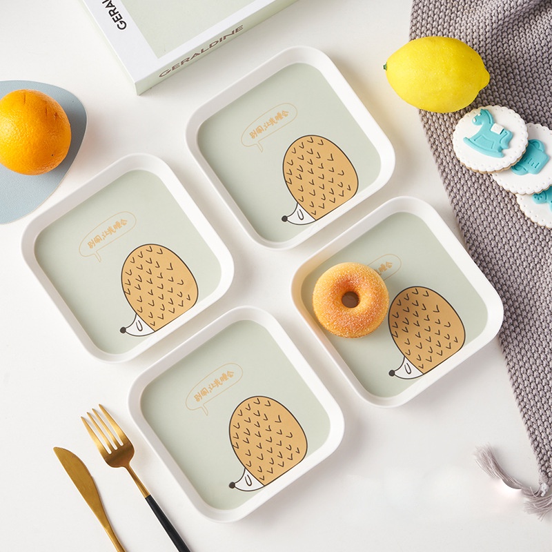 Set 4 Đĩa Đựng Thức Ăn Họa Tiết Hoạt Hình Dễ Thương