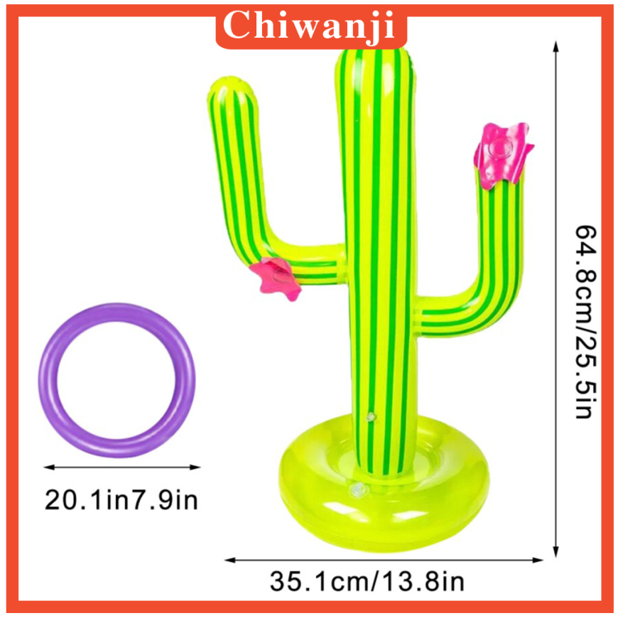 [CHIWANJI]Upgraded PVC Inflatable Cactus Rings Toss Game Set for Party Kids/Adult