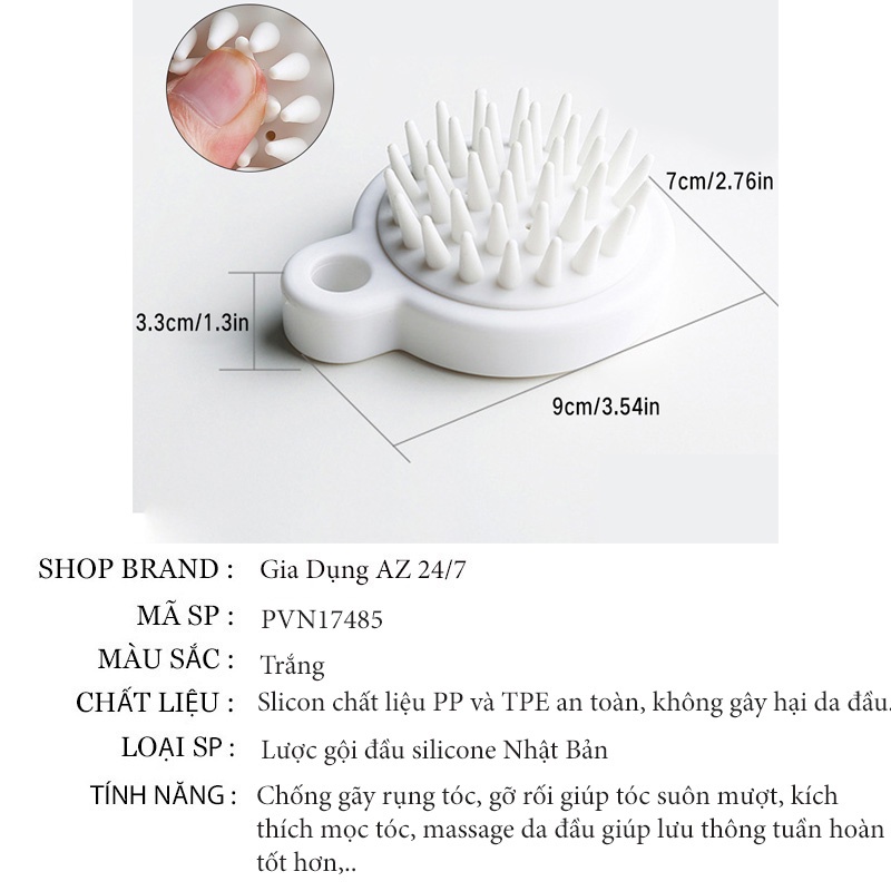 Lược gội đầu silicon nhật massage da đầu giúp lưu thông tuần hoàn máu tốt giảm rụng tóc kích thích mọc tóc AZPVN17485