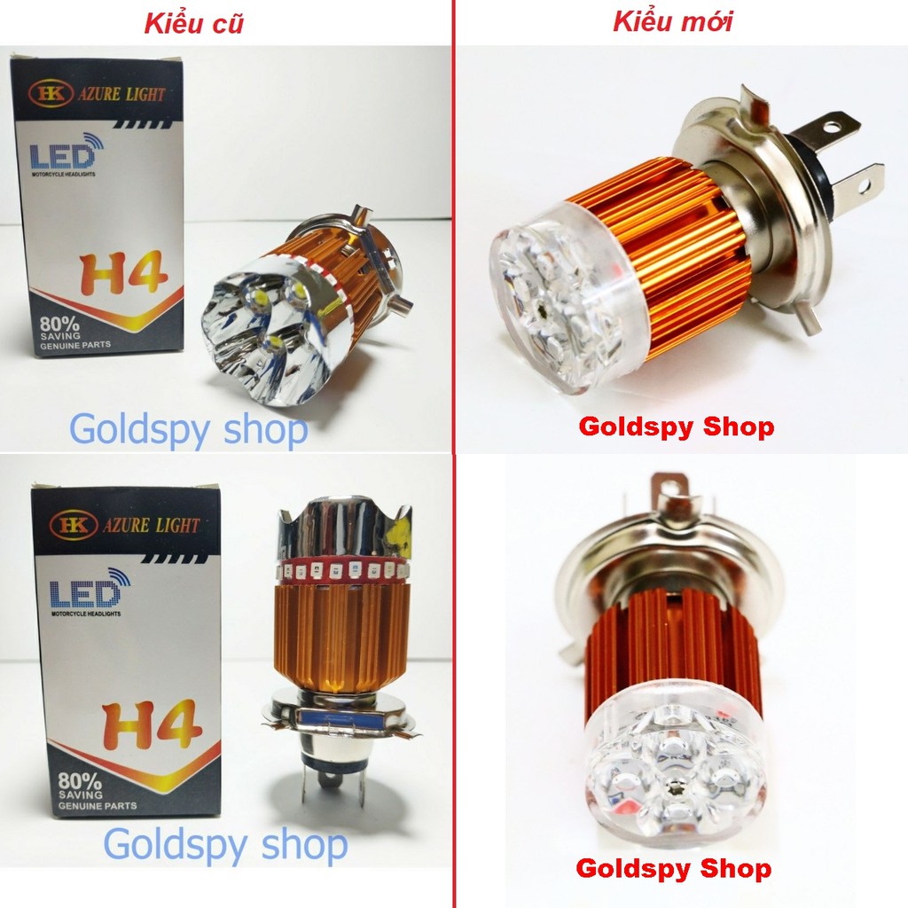 Đèn pha Led xe máy 7 màu 4 tim H4 ( giá 1 cái )