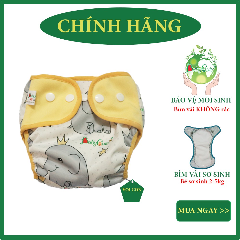 [MẪU MỚI] Bỉm tã vải BabyCute cho bé sơ sinh từ 2-5kg (gồm 1 vỏ + 1 lót) - Giao mẫu ngẫu nhiên