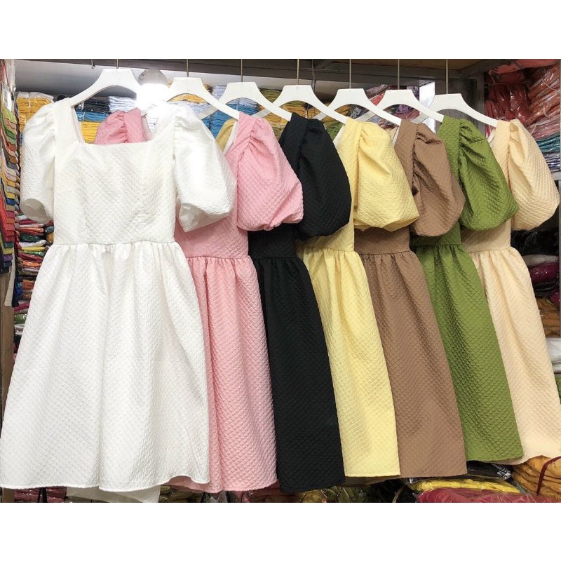 [HOT] ĐẦM CHÍCH EO TAY PHỒNG XINH 2 MÀU TRẮNG VÀ NUDE XQ44210