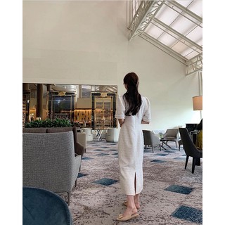 Đầm dạ tweed dáng dài