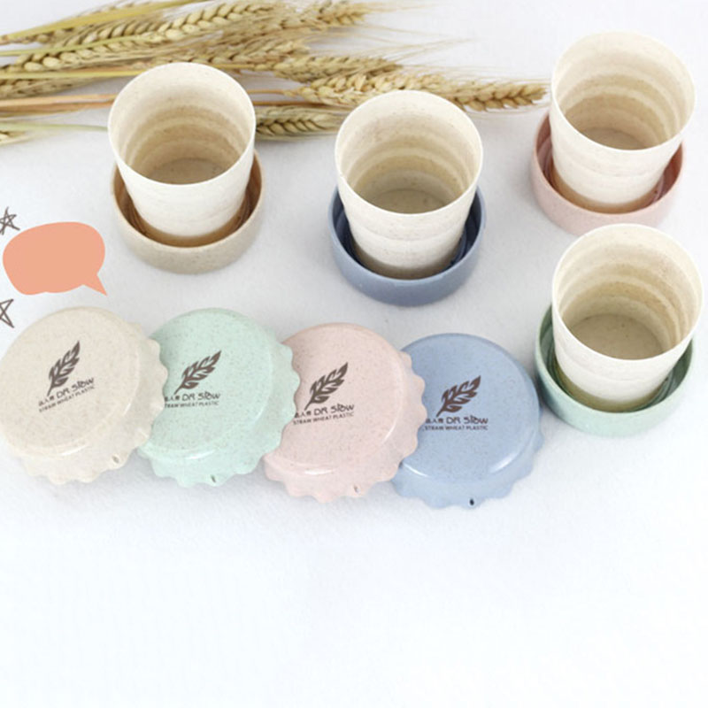 Cốc Uống Nước Bằng Lúa Mạch Có Thể Thu Gọn Kiểu Dáng Dễ Thương Xinh Xắn