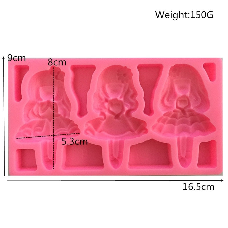 Khuôn Silicone Làm Bánh Tạo Hình Công Chúa 3d Độc Đáo Tiện Dụng