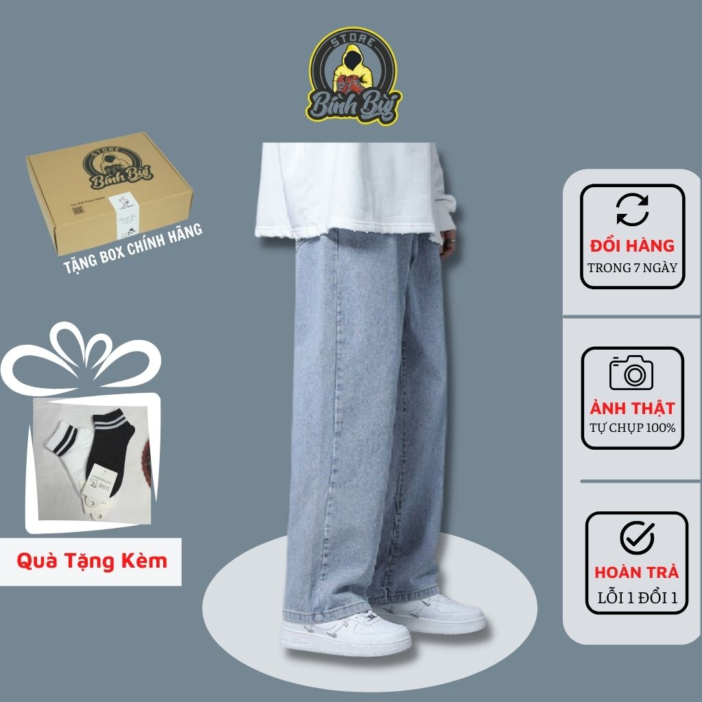 Quần Baggy Nam, Jeans Baggy Xuông Bò Nam Dáng Ống Suông Rộng Nam