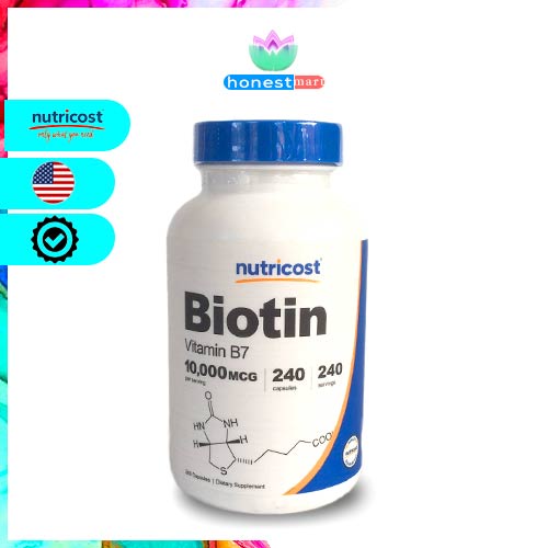 Hỗ trợ Da , Móng và Tóc Nutricost Biotin (Vitamin B7) 10,000mcg 240 viên