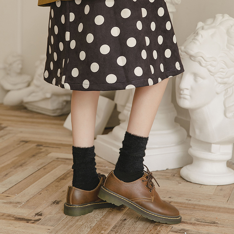 Tất cotton lông thỏ mềm dáng rộng màu kẹo trơn giữ ấm chất lượng cao cho nữ