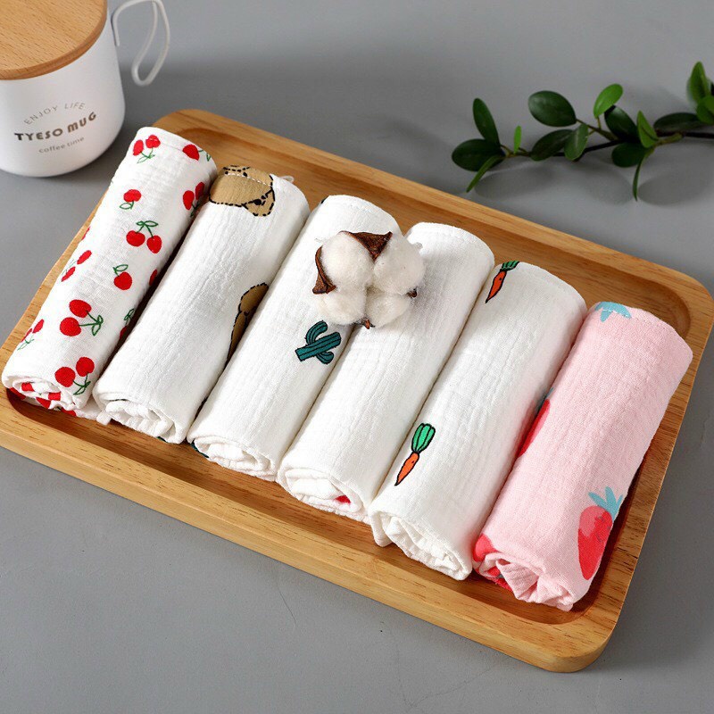 Set 5 khăn xô sữa cotton oganic 6 lớp xuất nhật cho bé